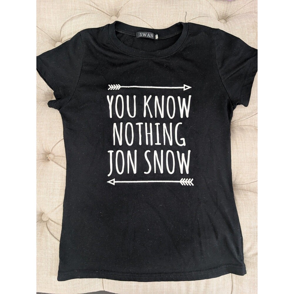You Know Nothing Jon Snow Women's T Shirt Game Of Thrones Top Tee Black Small S